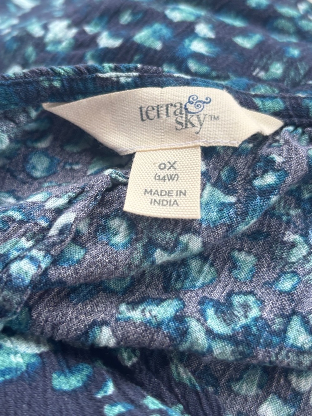 Terra & Sky Women's Navy Blue Patterned Blouse - Picture 3 of 4